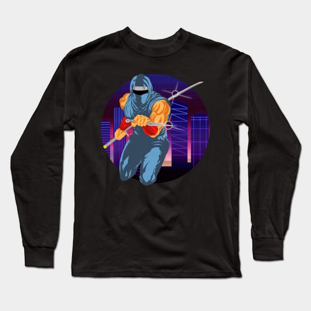 Synthwave Ninja Gaiden Long Sleeve T-Shirt by Meechemax